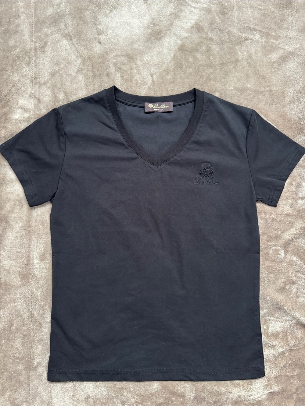 Loro Piana Black V-Neck Short Sleeve Top